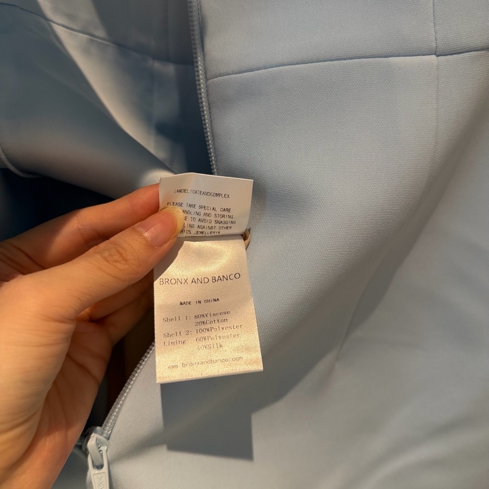 Bronx and Banco Pale Blue Strapless Maxi Dress with Circular Appliqués - Picture 11 of 13